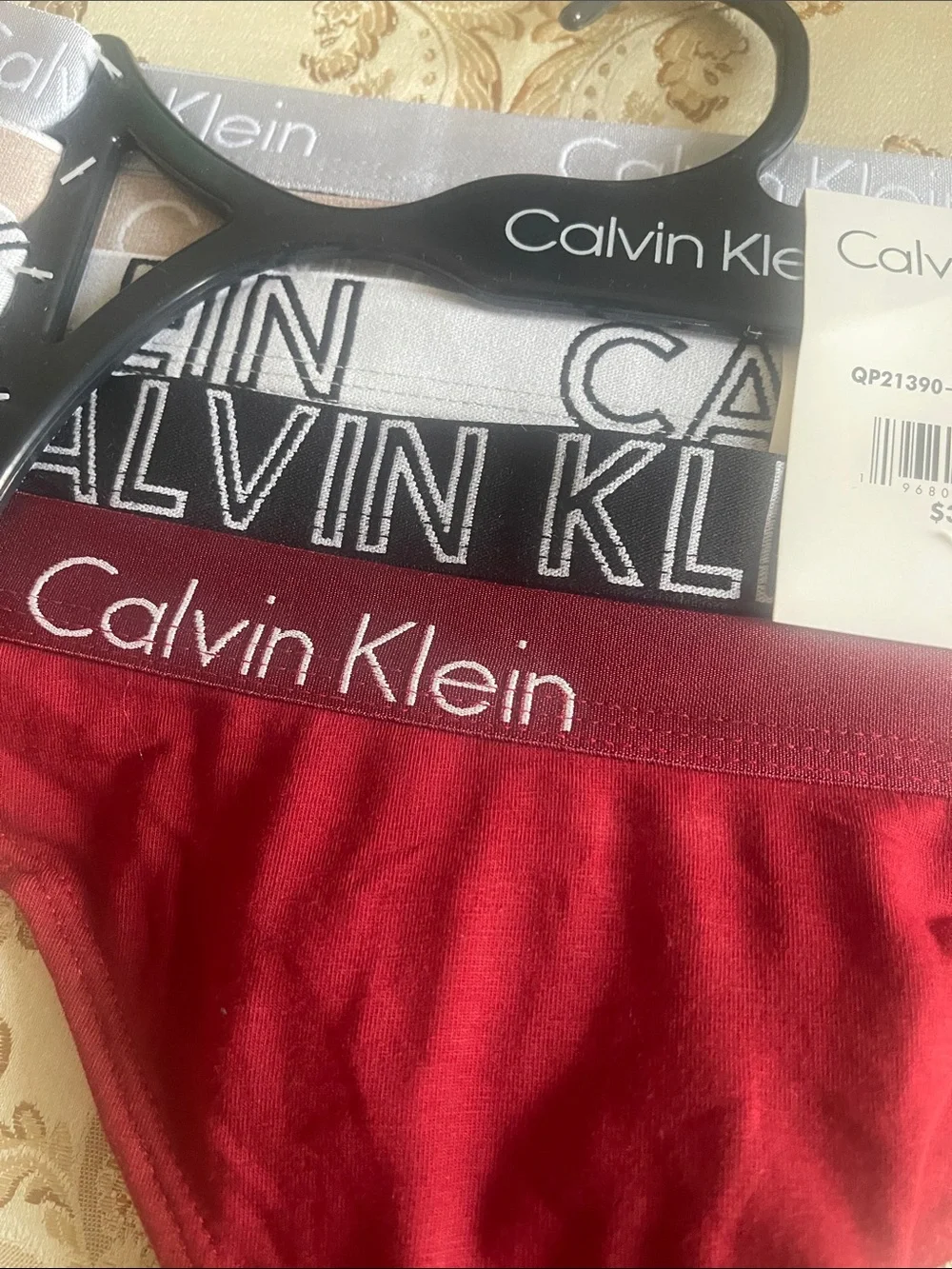 Calvin Klein Red women 100% Cotton Thong with Logo Waistband